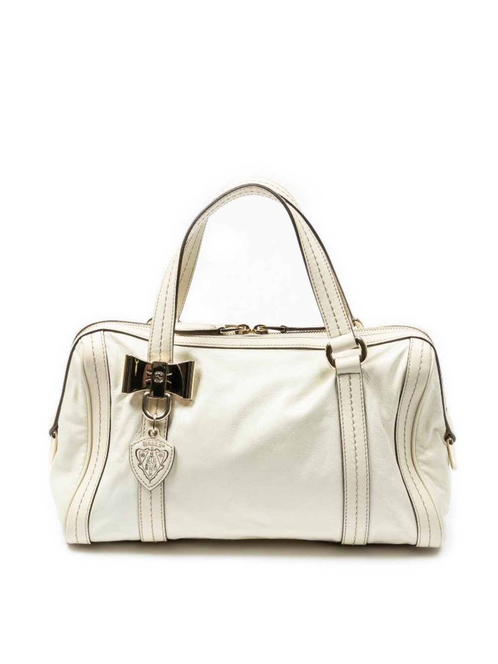 Gucci Small Duchessa Boston Ivory Calfskin Leather Handbag